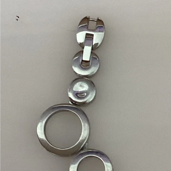 Fossil Y2k Modern Silver Circle-Link Wristwatch Bracelet - Picture 6 of 8